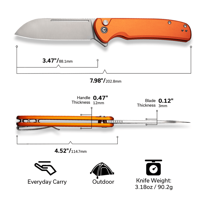 CIVIVI Chevalier II 14C28N钢 铝合金柄 C20022B-2 橘色 599