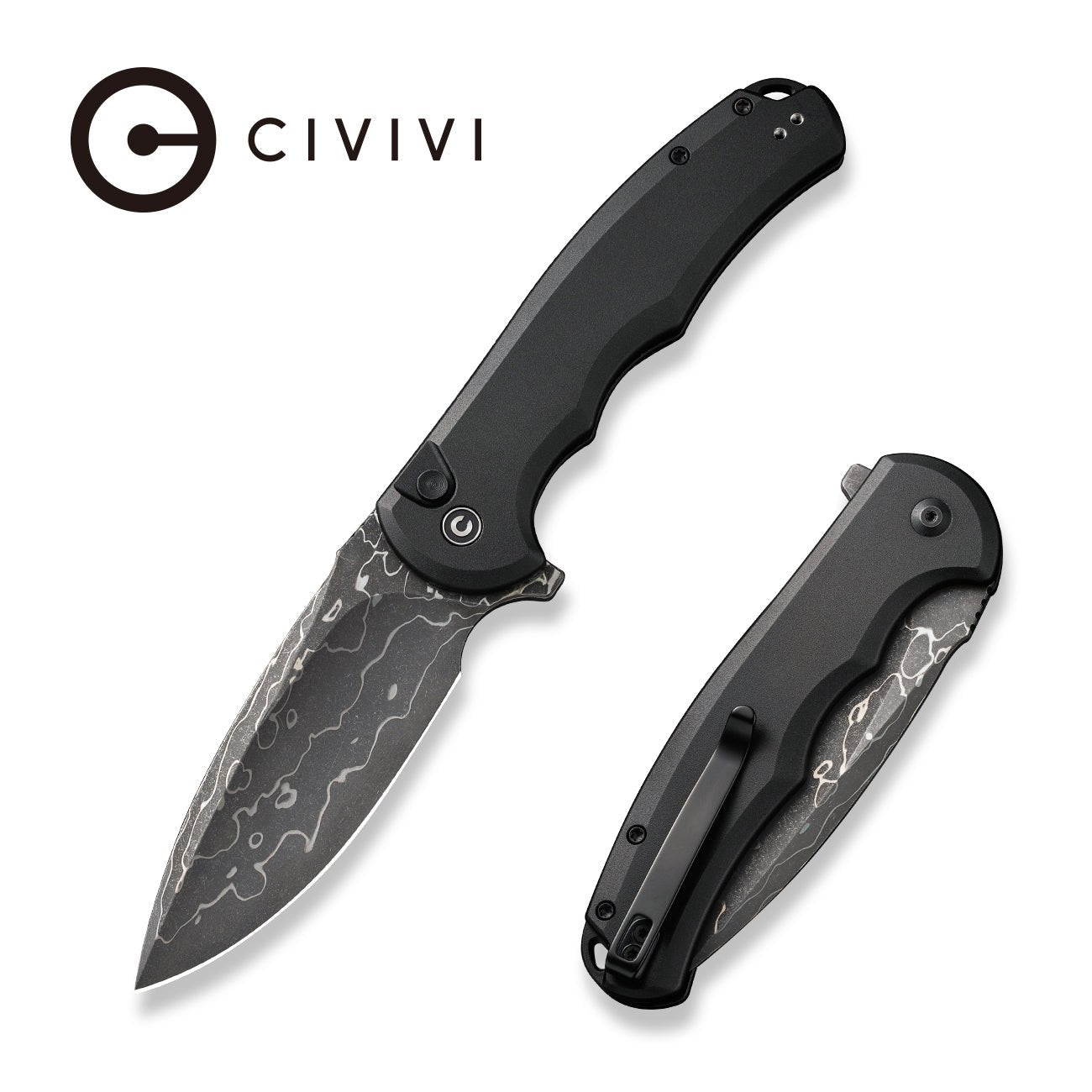 CIVIVI Button Lock Praxis 大马士革钢 铝柄 C18026E-DS1 黑色 815