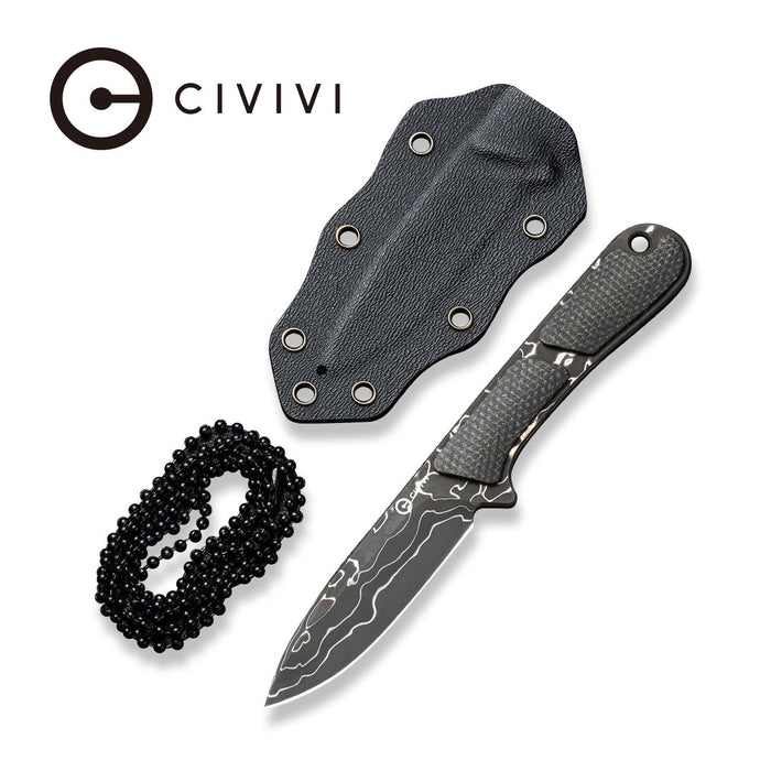 CIVIVI Mini Elementum 大马士革钢 米卡塔柄 C23010-DS1 黑色 578