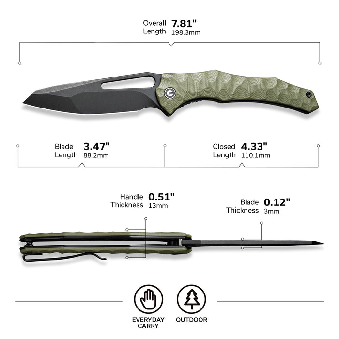 CIVIVI Spiny Dogfish 14C28N钢 G10柄 C22006-3 军绿色 502