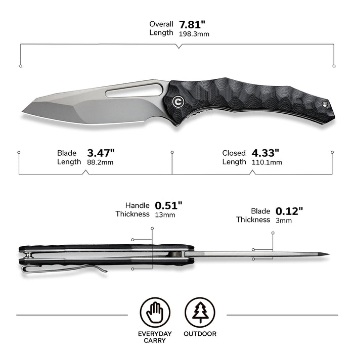 CIVIVI Spiny Dogfish 14C28N钢 G10柄 C22006-1 黑色 502