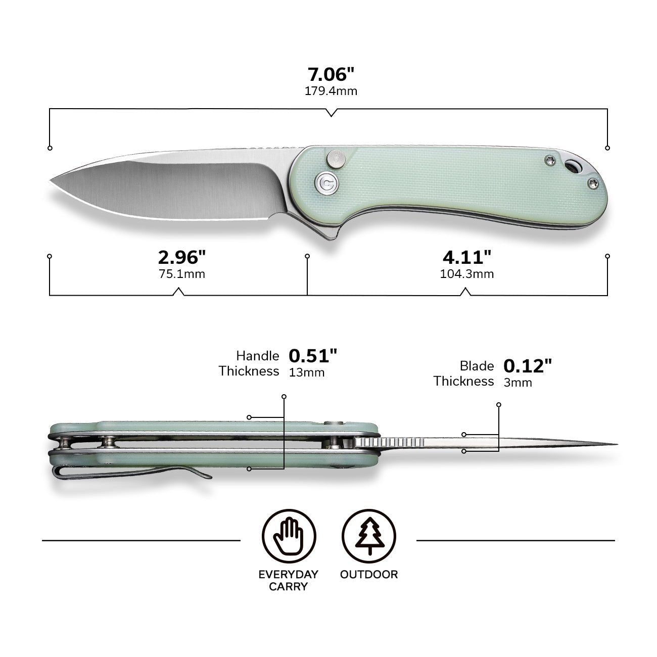 CIVIVI Button Lock Elementum II Nitro-V钢 G10柄 C18062P-2 玉色 558