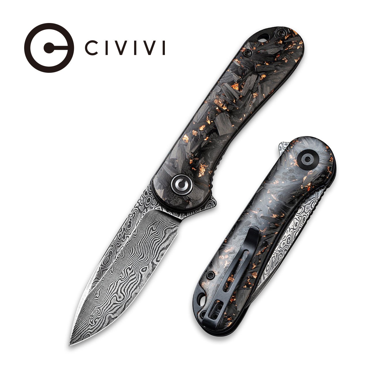CIVIVI Elementum 大马士革钢 碳纤维柄 C907C-DS3 黑色 840