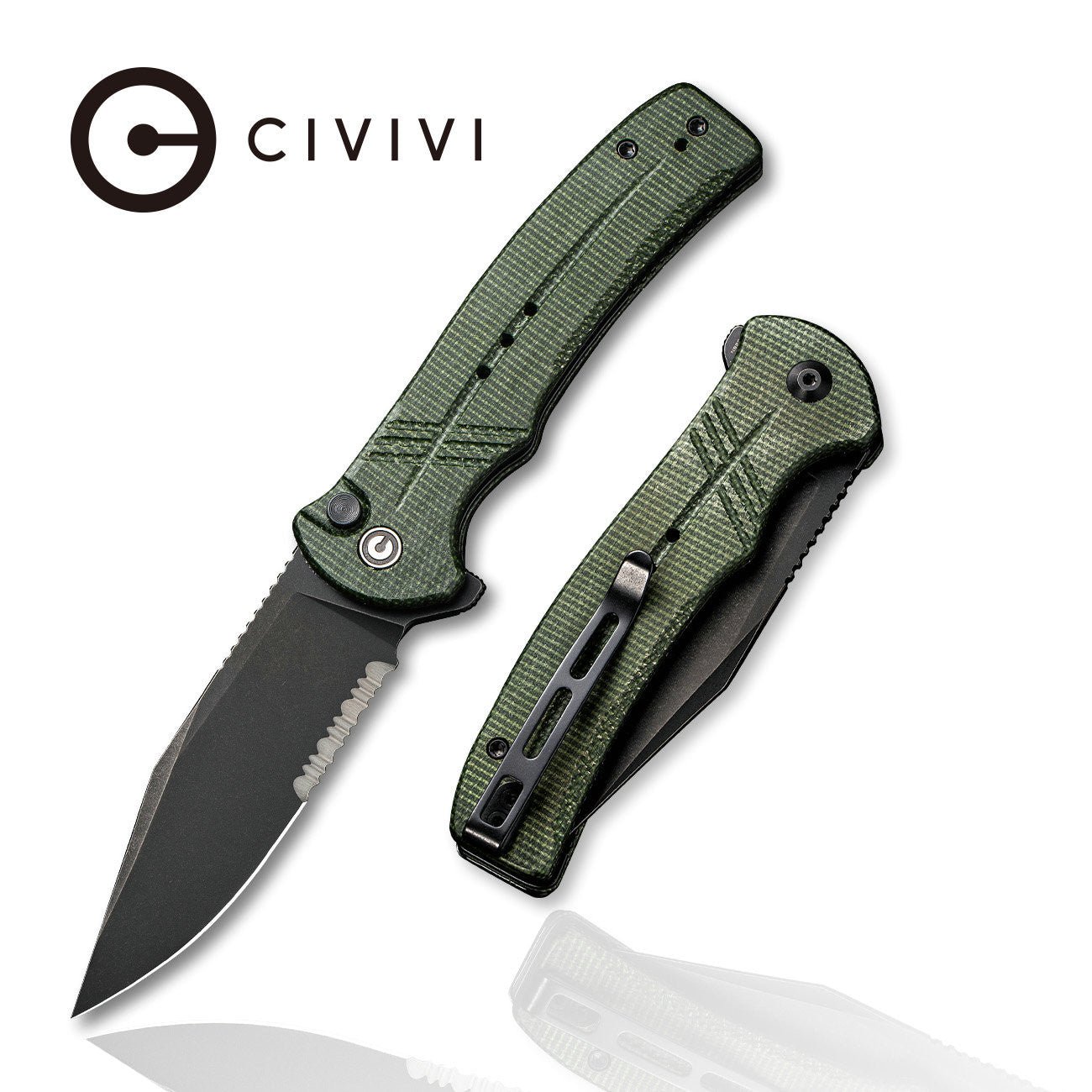 CIVIVI Cogent Button Lock 14C28N钢 米卡塔柄 C20038E-4 绿色 618