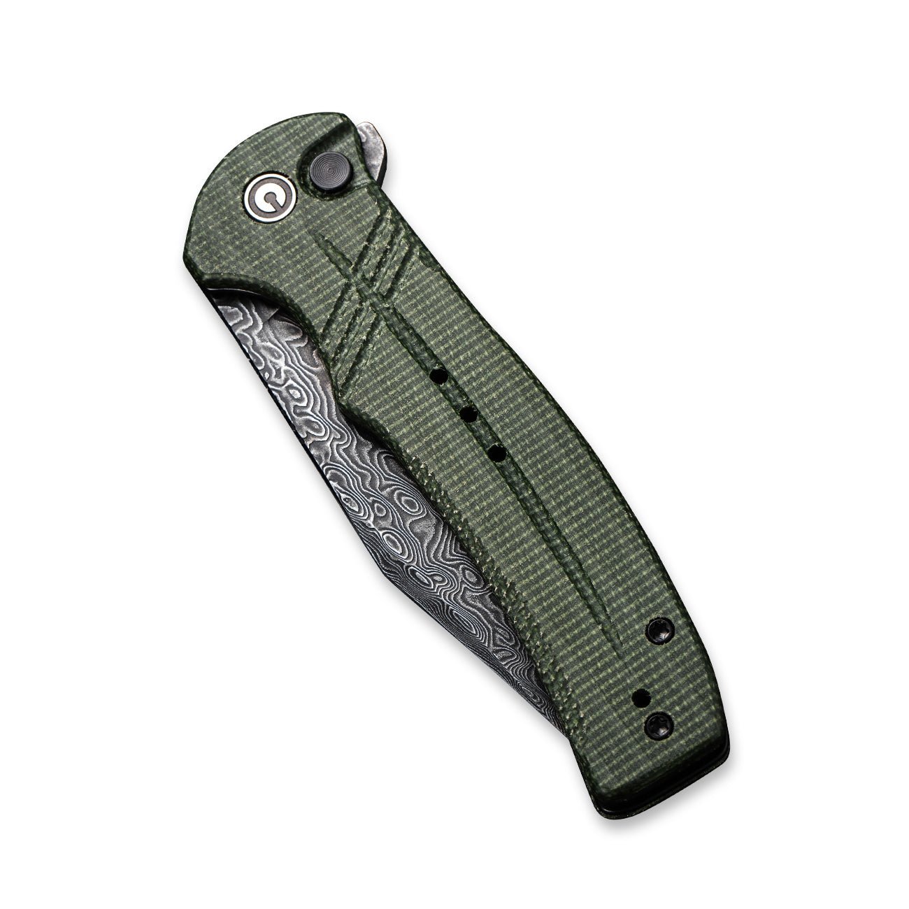 CIVIVI Cogent Button Lock 大马士革钢 米卡塔柄 C20038D-DS1 绿色 840