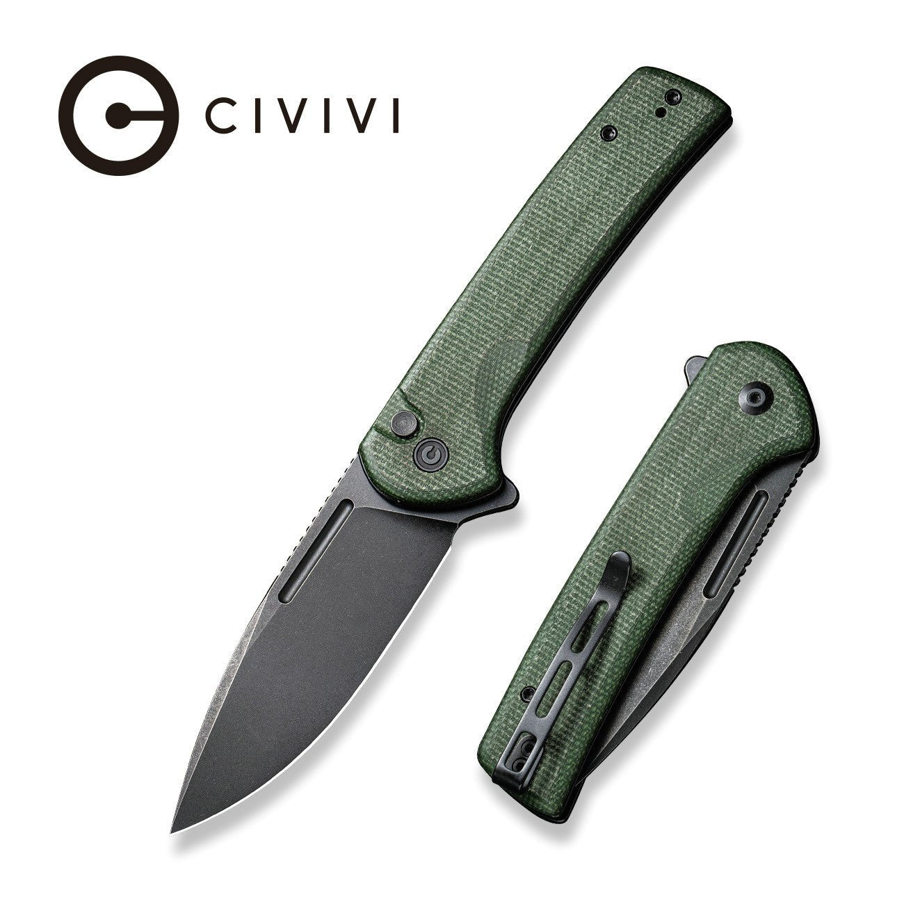 CIVIVI Conspirator Button Lock Nitro-V钢 米卡塔柄 C21006-2 绿色 686