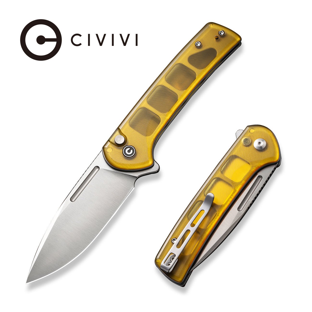 🔥 CIVIVI Conspirator Button Lock Nitro-V钢 Ultem柄 C21006-5 琥珀色 767