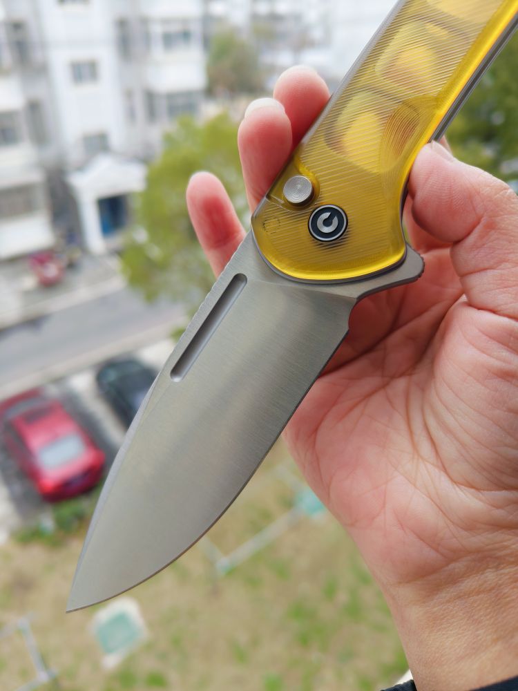 🔥 CIVIVI Conspirator Button Lock Nitro-V钢 Ultem柄 C21006-5 琥珀色 767