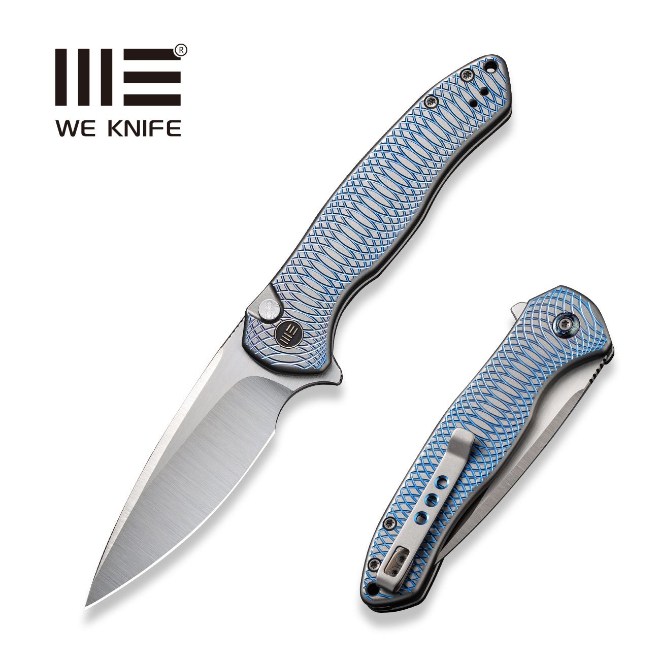 WEKNIFE Button Lock Kitefin CPM-20CV钢 钛柄 WE19002M-3 蓝色 2146 限量版