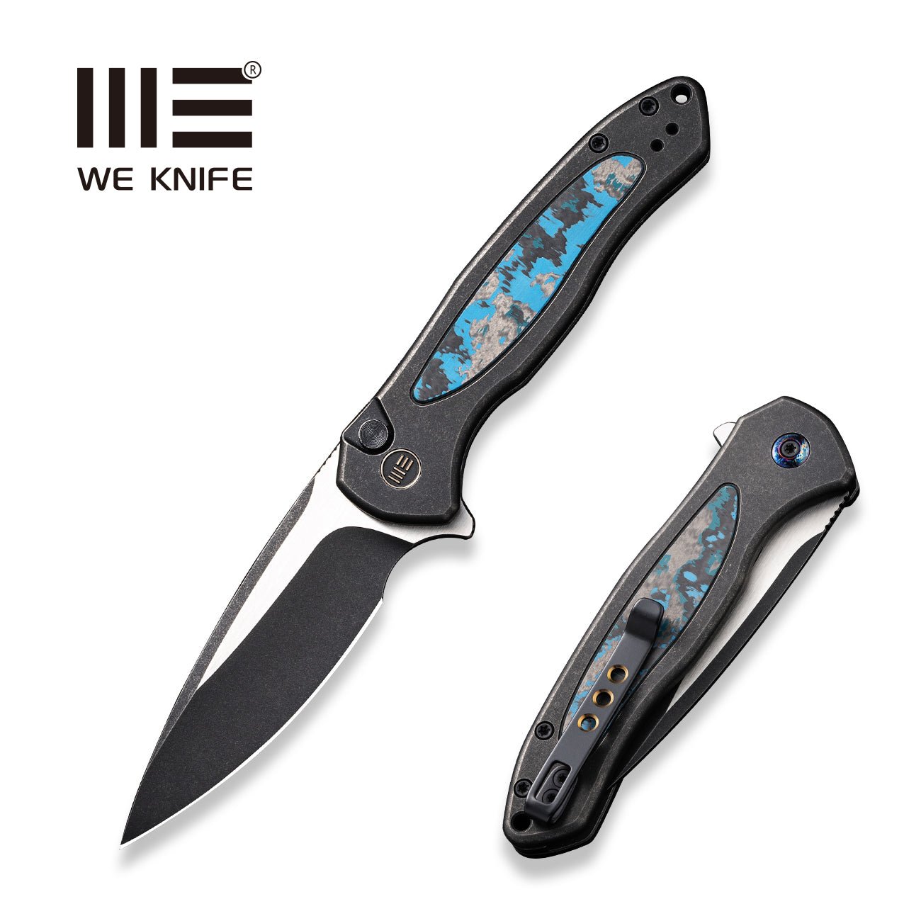 WEKNIFE Button Lock Kitefin CPM-20CV钢 钛+碳纤维 WE19002N-1 黑色 1971 限量版