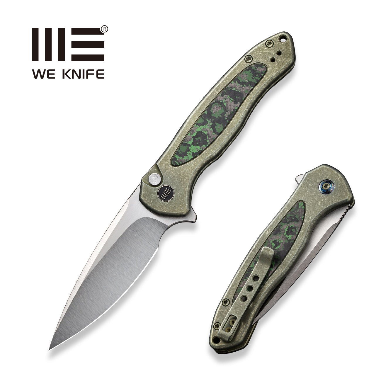 WEKNIFE Button Lock Kitefin CPM-20CV钢 钛+碳纤维 WE19002N-1 绿色 2188 限量版