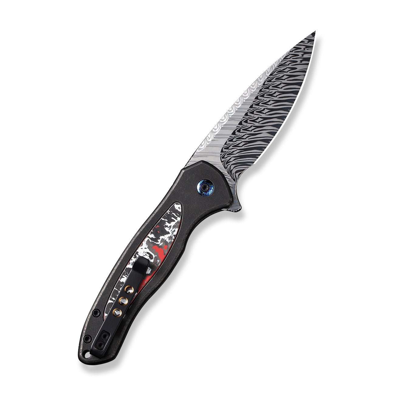 WEKNIFE Button Lock Kitefin 大马士革钢 钛+碳纤维柄 WE19002N-DS1 4723