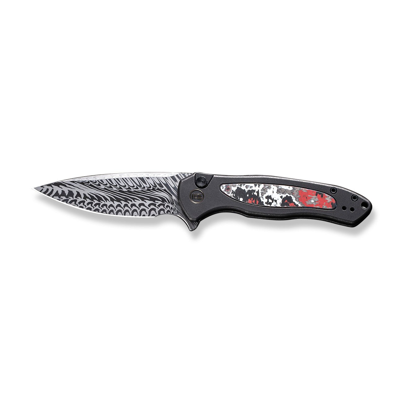 WEKNIFE Button Lock Kitefin 大马士革钢 钛+碳纤维柄 WE19002N-DS1 4723