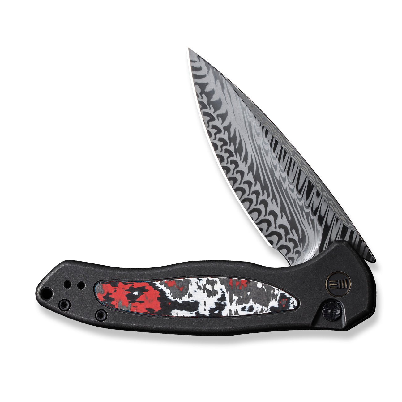 WEKNIFE Button Lock Kitefin 大马士革钢 钛+碳纤维柄 WE19002N-DS1 4723