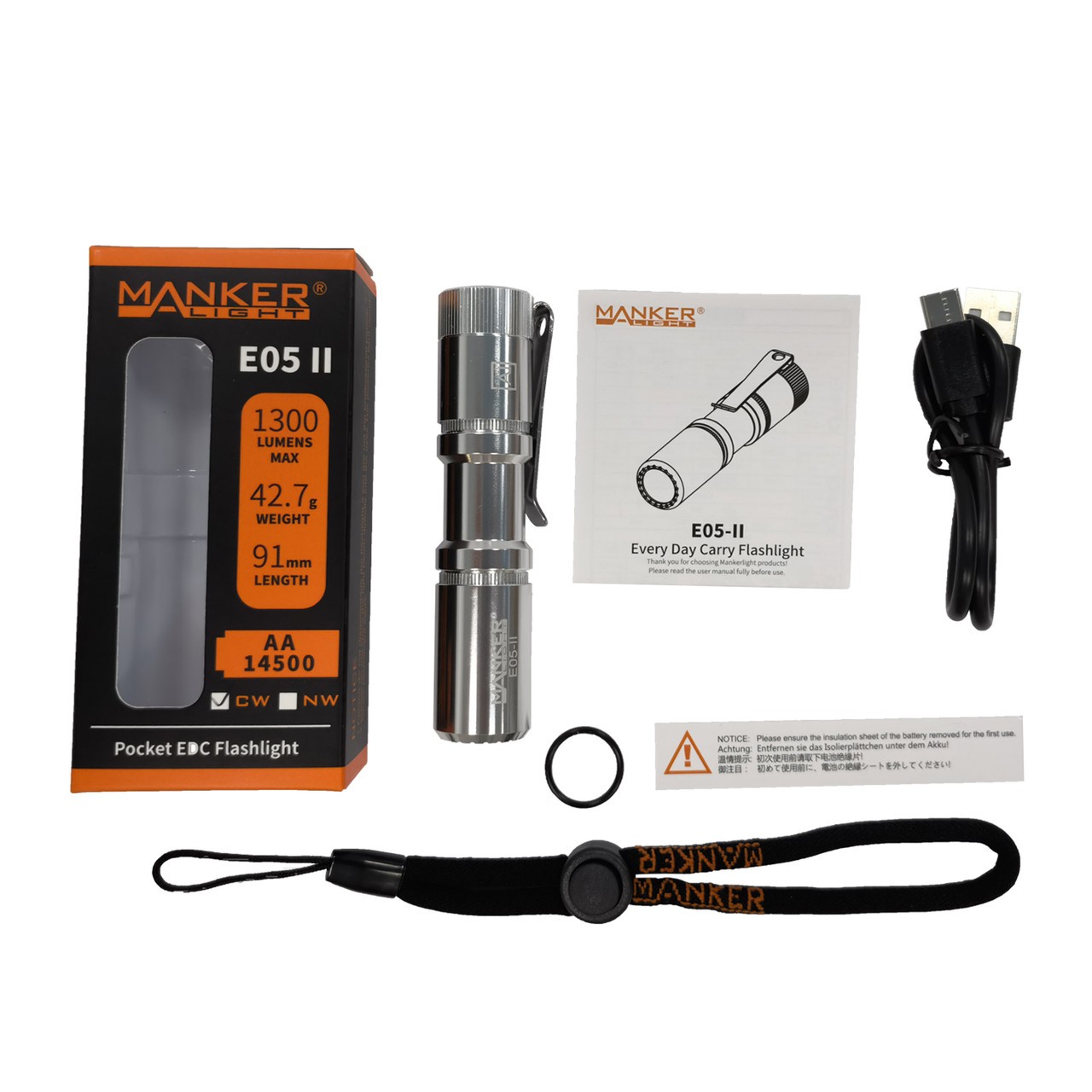 漫客 E05 II 1300流明迷你EDC手电 银色