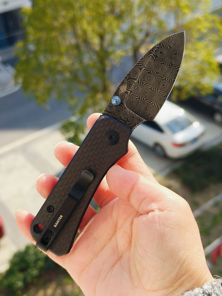 🔥 CIVIVI Baby Banter 大马士革钢 碳纤维+G10柄 C19068S-DS1 黑色 728