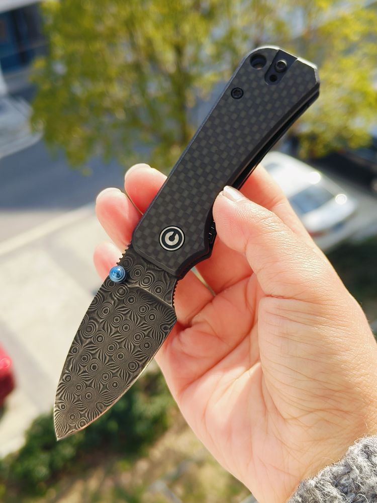 🔥 CIVIVI Baby Banter 大马士革钢 碳纤维+G10柄 C19068S-DS1 黑色 728