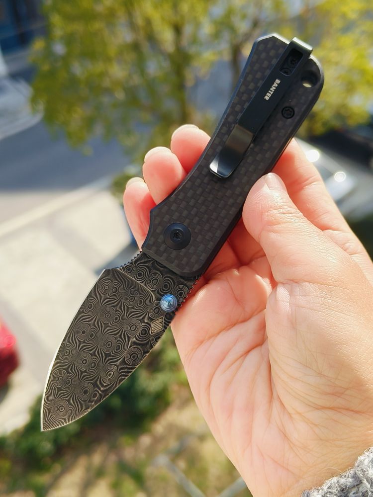 🔥 CIVIVI Baby Banter 大马士革钢 碳纤维+G10柄 C19068S-DS1 黑色 728