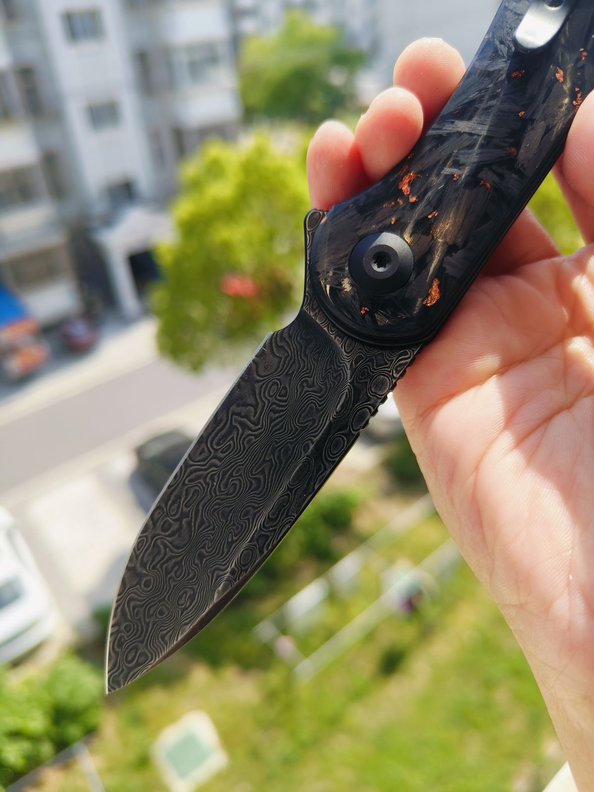 CIVIVI Elementum 大马士革钢 碳纤维柄 C907C-DS3 黑色 840