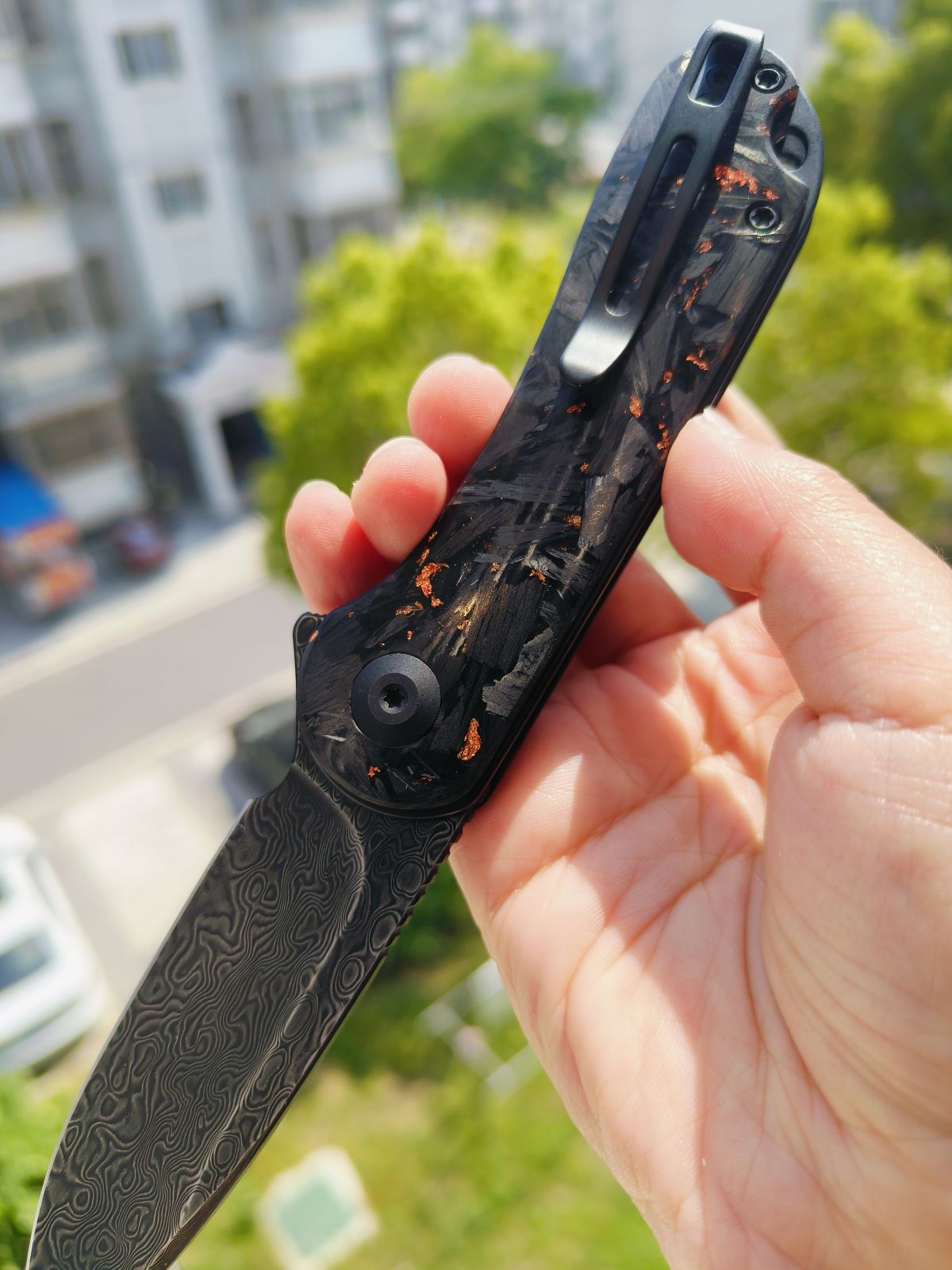 CIVIVI Elementum 大马士革钢 碳纤维柄 C907C-DS3 黑色 840
