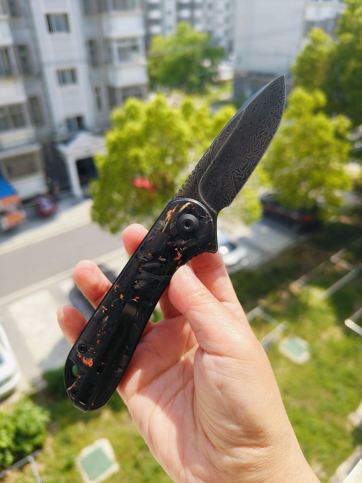 CIVIVI Elementum 大马士革钢 碳纤维柄 C907C-DS3 黑色 840