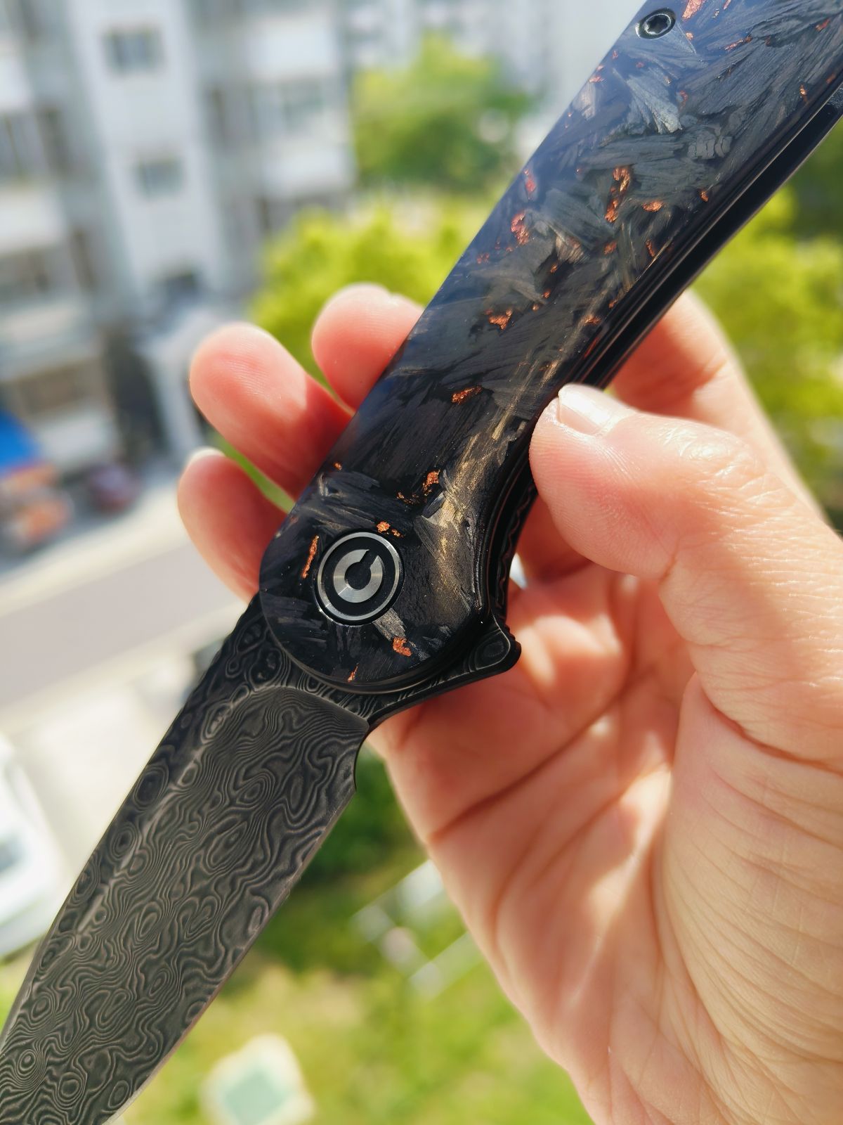 CIVIVI Elementum 大马士革钢 碳纤维柄 C907C-DS3 黑色 840