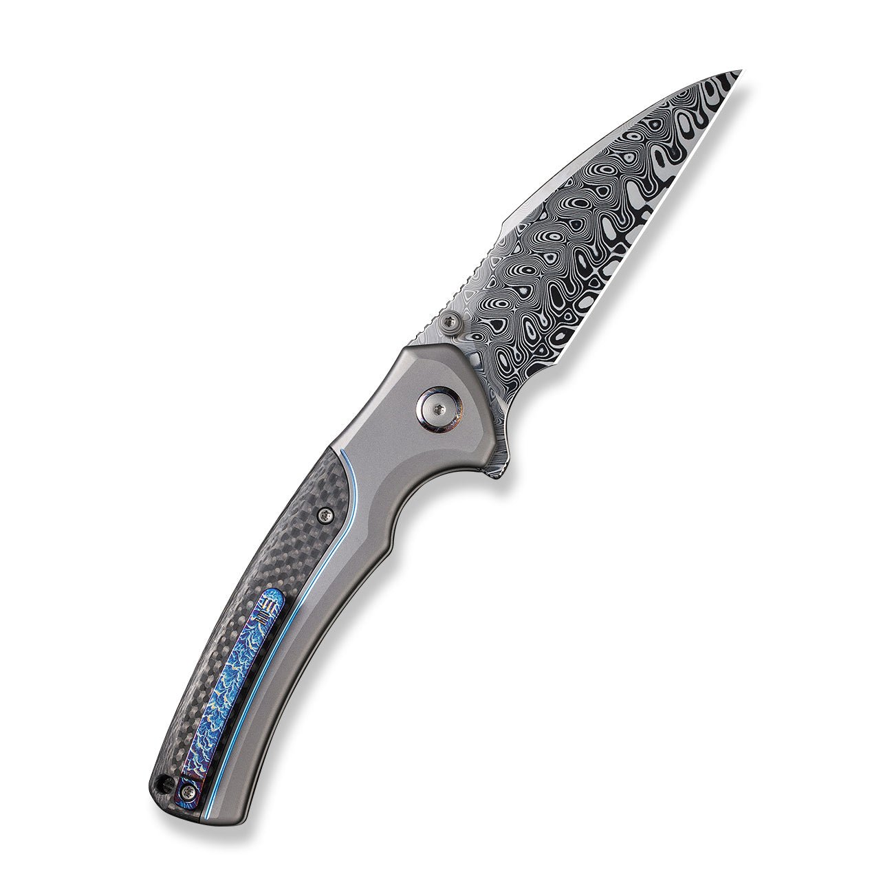 WEKNIFE Ziffius Button Lock 大马士革钢 钛+碳纤维柄 WE22024A-DS1 5366 限量版