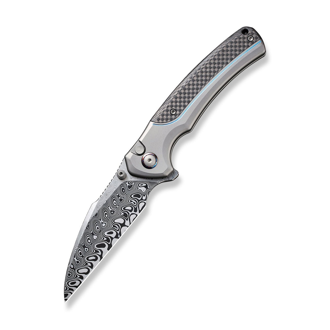 WEKNIFE Ziffius Button Lock 大马士革钢 钛+碳纤维柄 WE22024A-DS1 5366 限量版