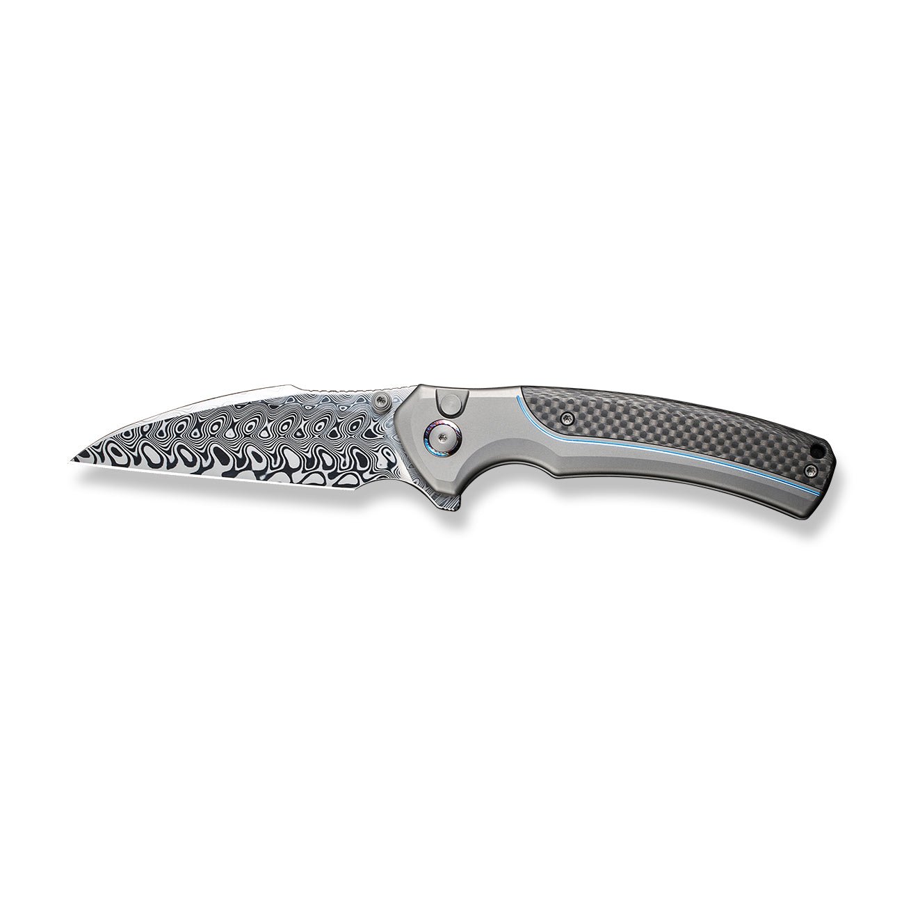 WEKNIFE Ziffius Button Lock 大马士革钢 钛+碳纤维柄 WE22024A-DS1 5366 限量版