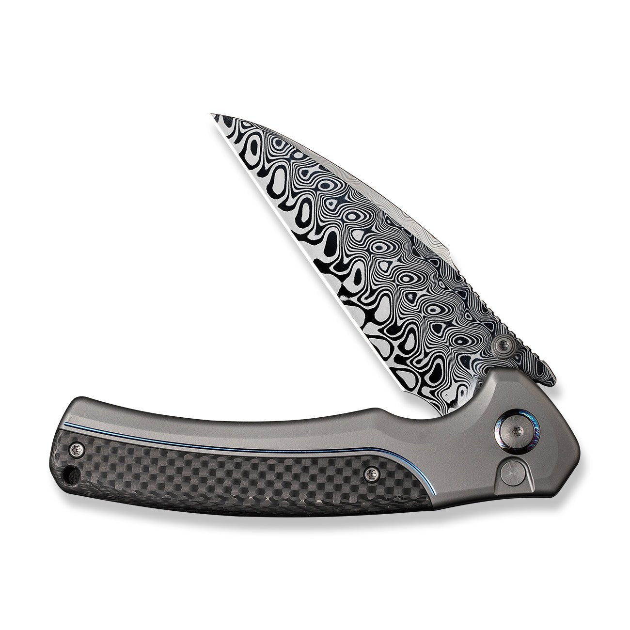 WEKNIFE Ziffius Button Lock 大马士革钢 钛+碳纤维柄 WE22024A-DS1 5366 限量版