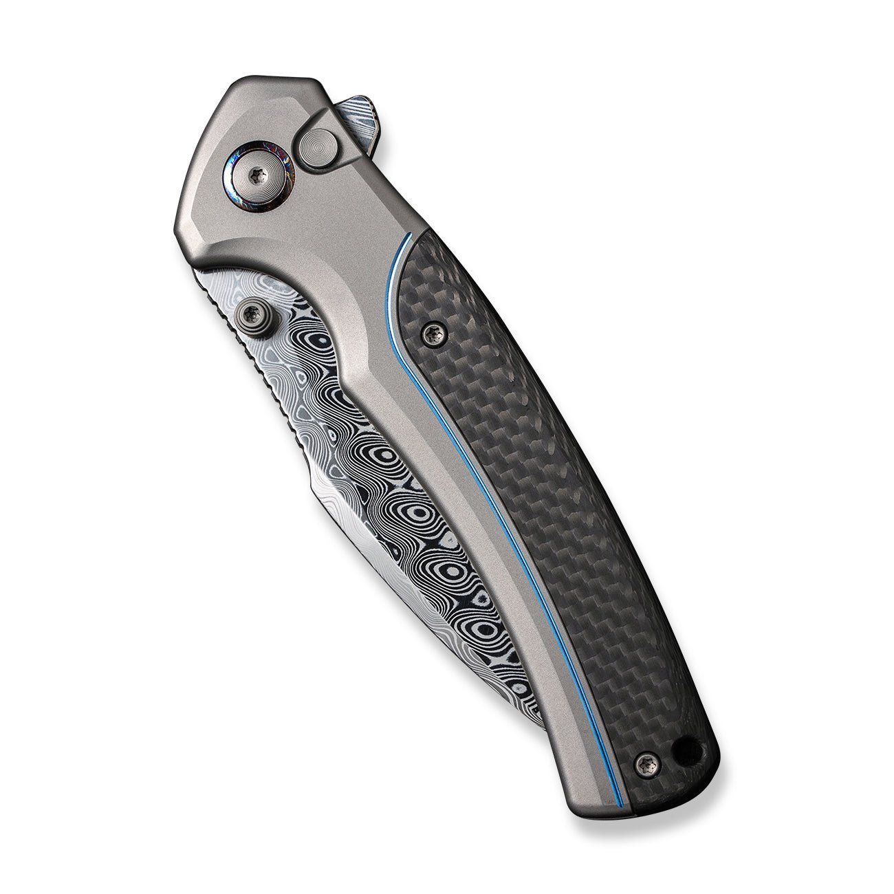 WEKNIFE Ziffius Button Lock 大马士革钢 钛+碳纤维柄 WE22024A-DS1 5366 限量版