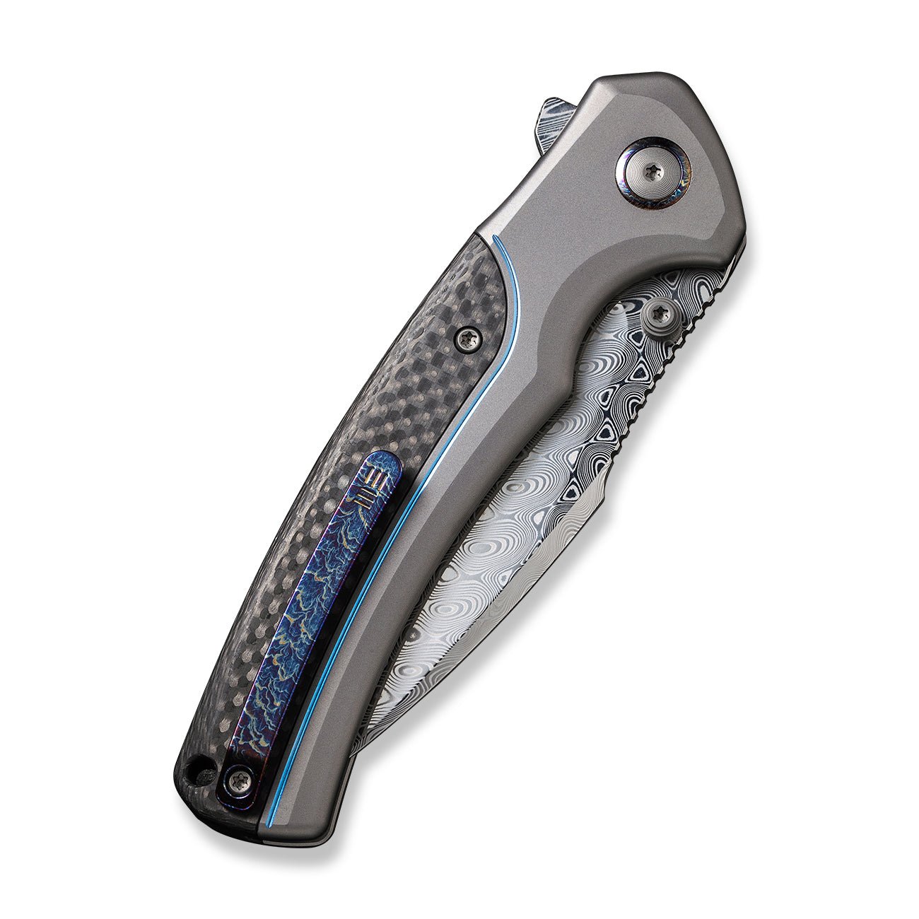 WEKNIFE Ziffius Button Lock 大马士革钢 钛+碳纤维柄 WE22024A-DS1 5366 限量版
