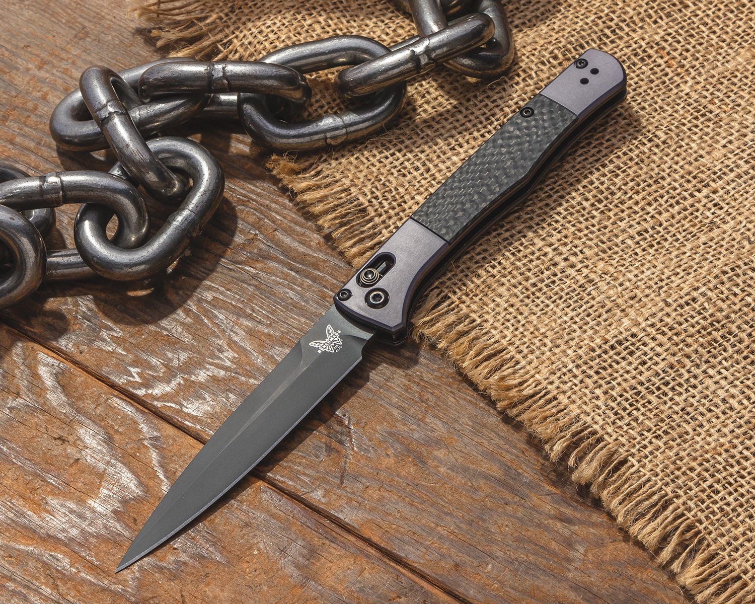 Benchmade CPM-90V钢 碳纤维+铝柄  Auto版本 4170BK 2760