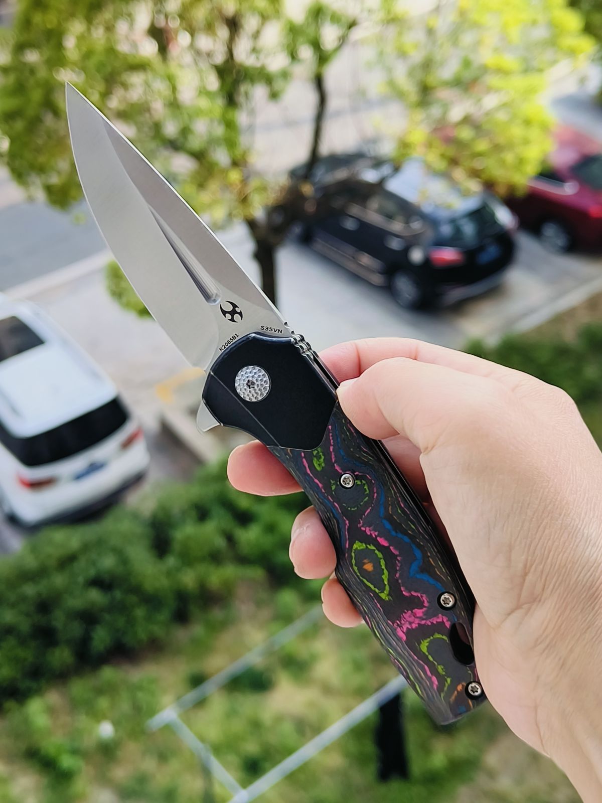 Kansept Cassowary S35VN钢 碳纤维柄 K2065B1 云纹 1380