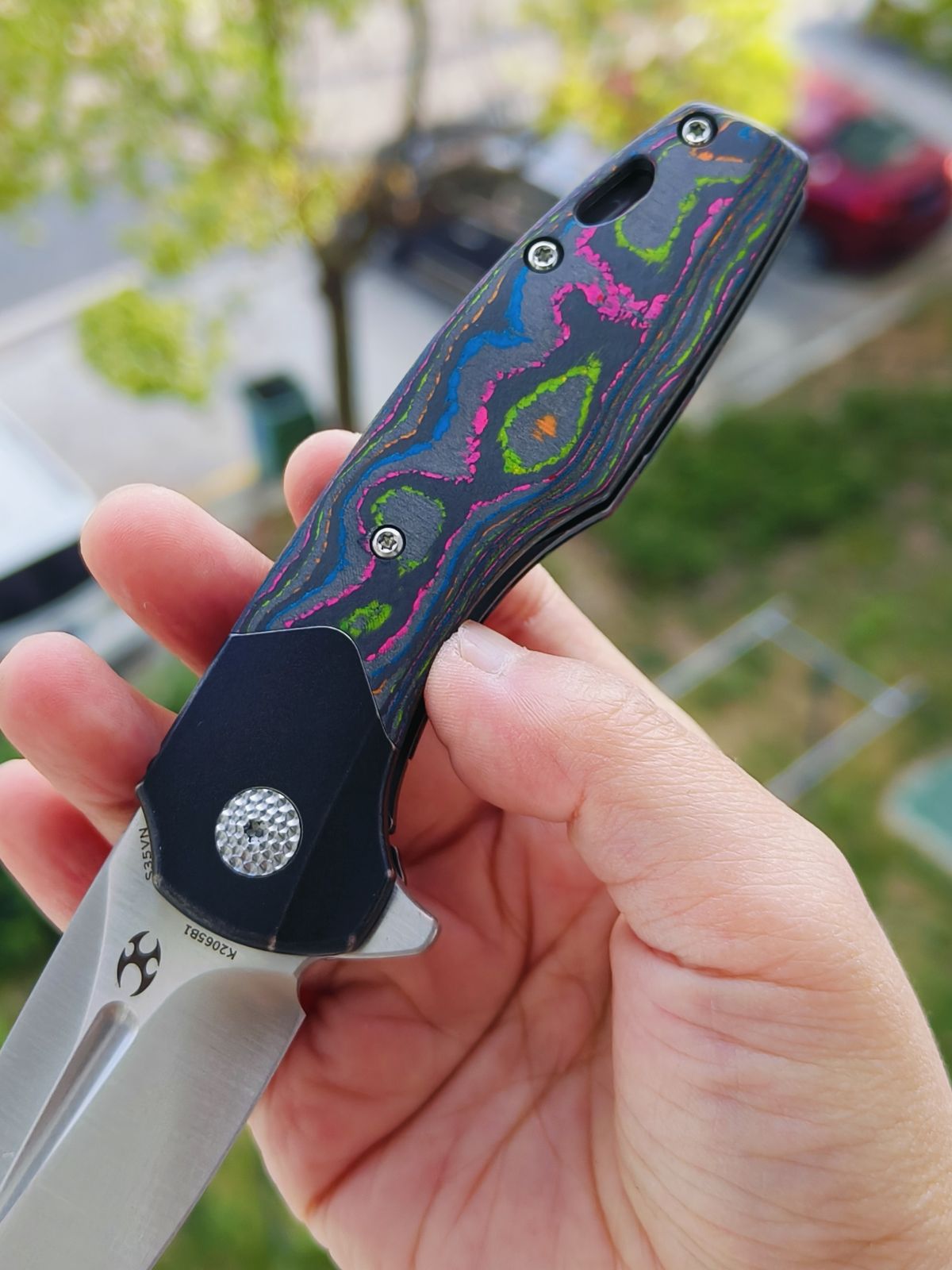 Kansept Cassowary S35VN钢 碳纤维柄 K2065B1 云纹 1380