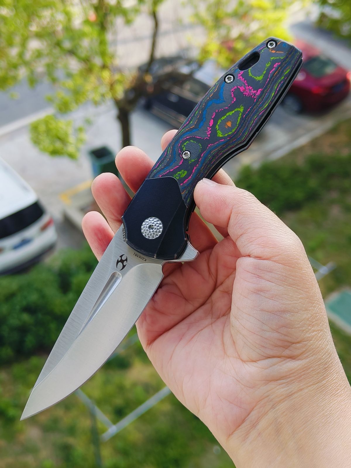 Kansept Cassowary S35VN钢 碳纤维柄 K2065B1 云纹 1380