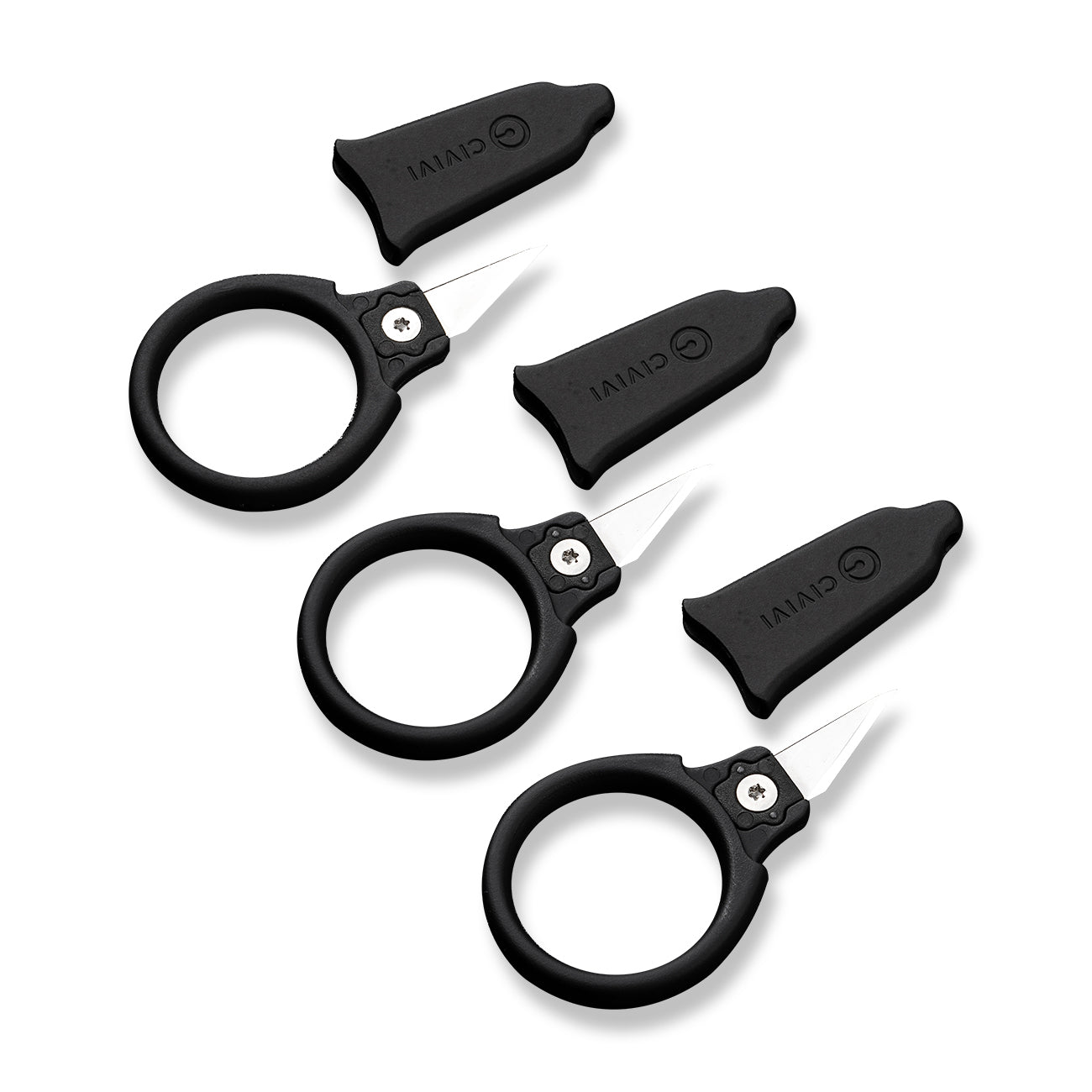 CIVIVI  6Cr13刀片 黑色ABS带橡胶涂层手柄 带3件普通珠链和额外3件刀片 三个装 144