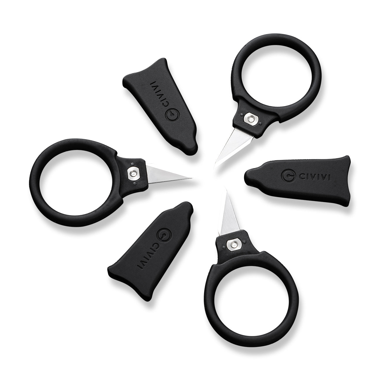 CIVIVI  6Cr13刀片 黑色ABS带橡胶涂层手柄 带3件普通珠链和额外3件刀片 三个装 144