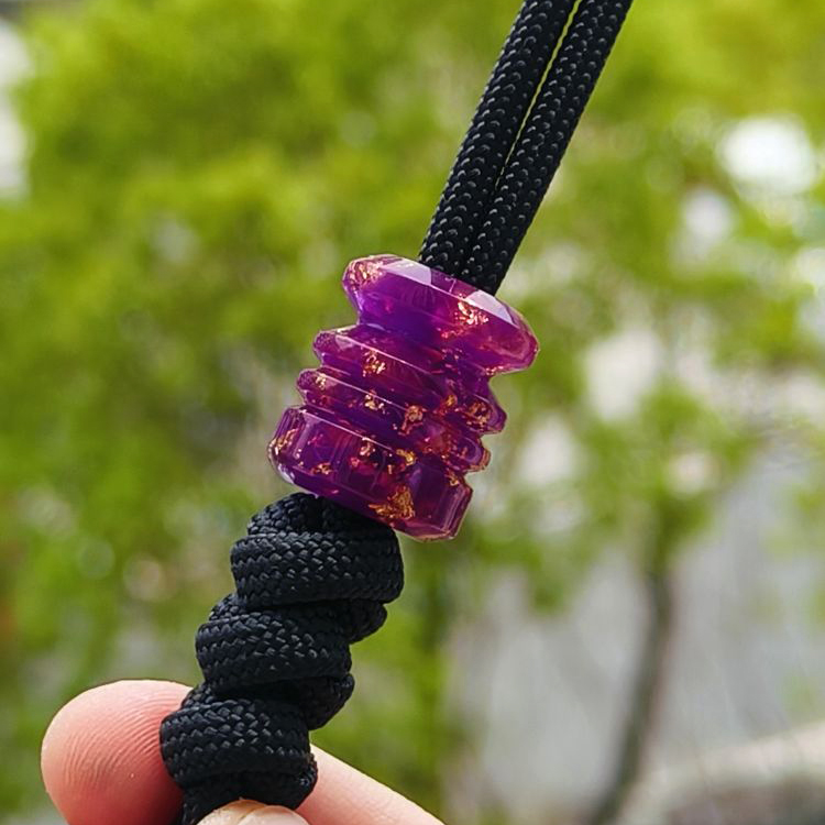 SSD工作室 树脂刀坠 紫色金箔伞绳刀坠 刀具装饰 28