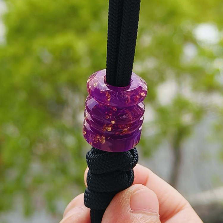SSD工作室 树脂刀坠 紫色金箔伞绳刀坠 刀具装饰 28
