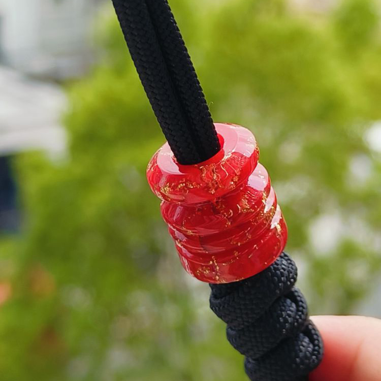 SSD工作室 树脂刀坠 红色金箔伞绳刀坠 刀具装饰 28