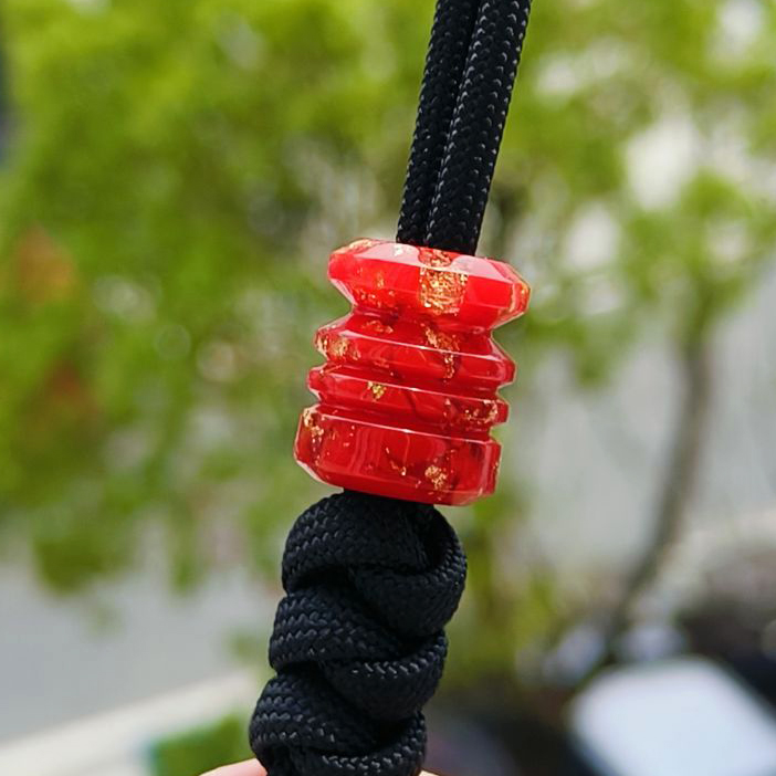 SSD工作室 树脂刀坠 红色金箔伞绳刀坠 刀具装饰 28