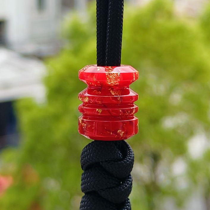 SSD工作室 树脂刀坠 红色金箔伞绳刀坠 刀具装饰 28