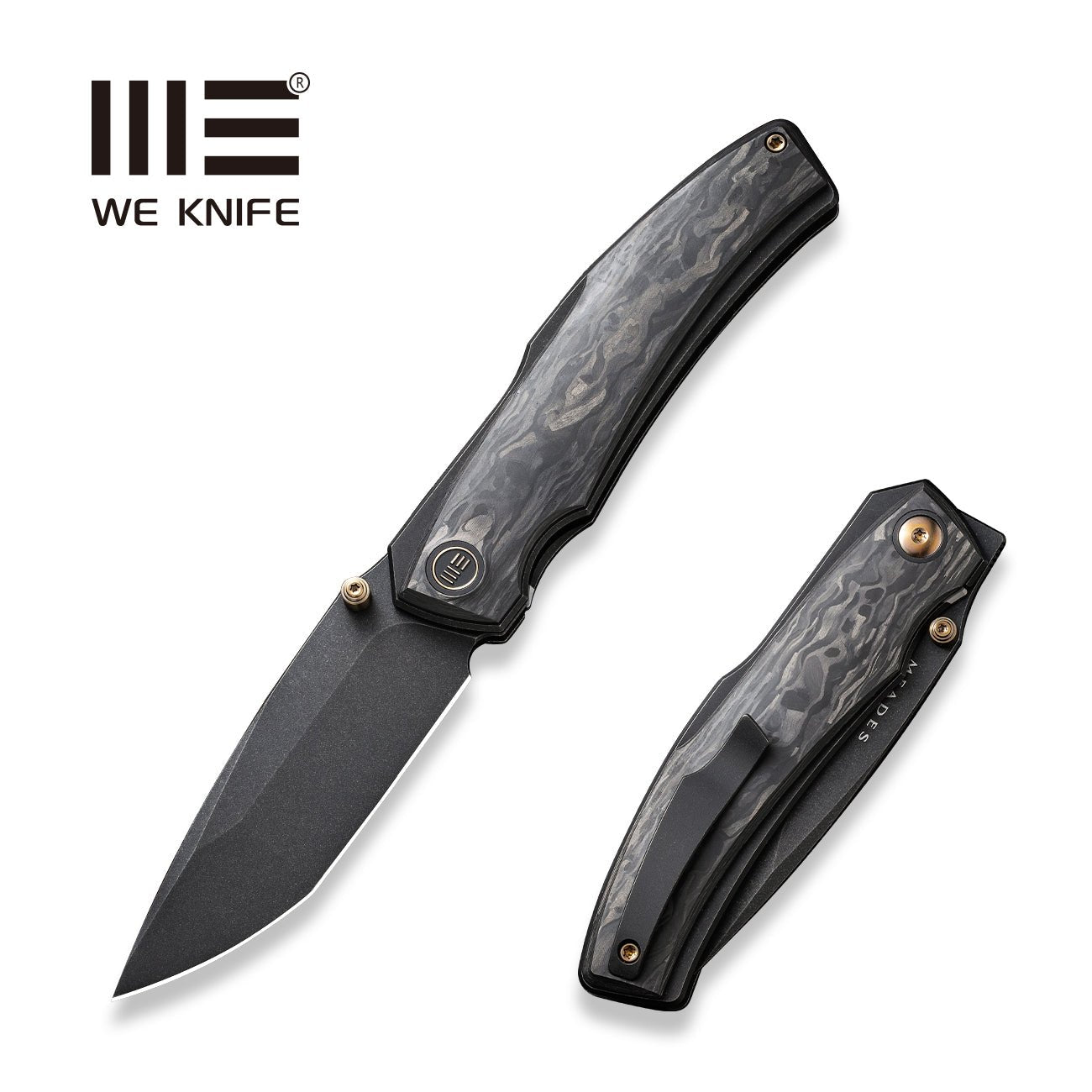 WEKNIFE Swordfin CPM-20CV钢 碳纤维手柄灰色钛内衬 WE23067-2 2146