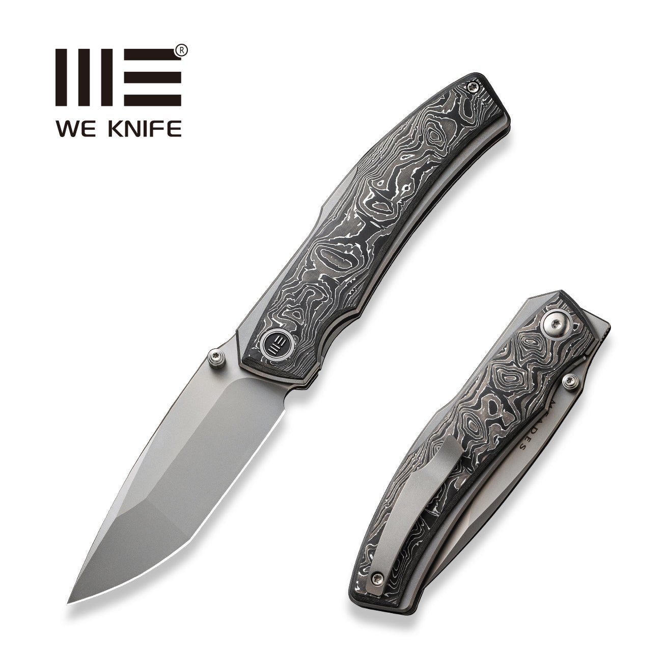 WEKNIFE Swordfin CPM-20CV钢 铝箔碳纤维手柄灰色钛内衬 WE23067-3 2227
