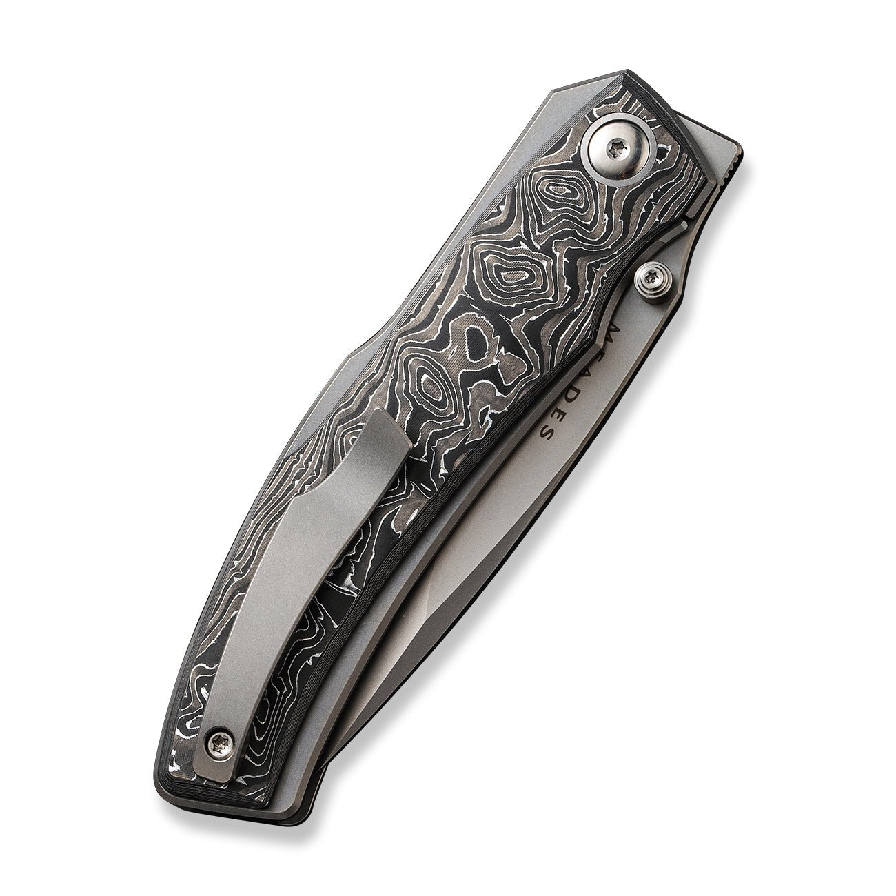 WEKNIFE Swordfin CPM-20CV钢 铝箔碳纤维手柄灰色钛内衬 WE23067-3 2227