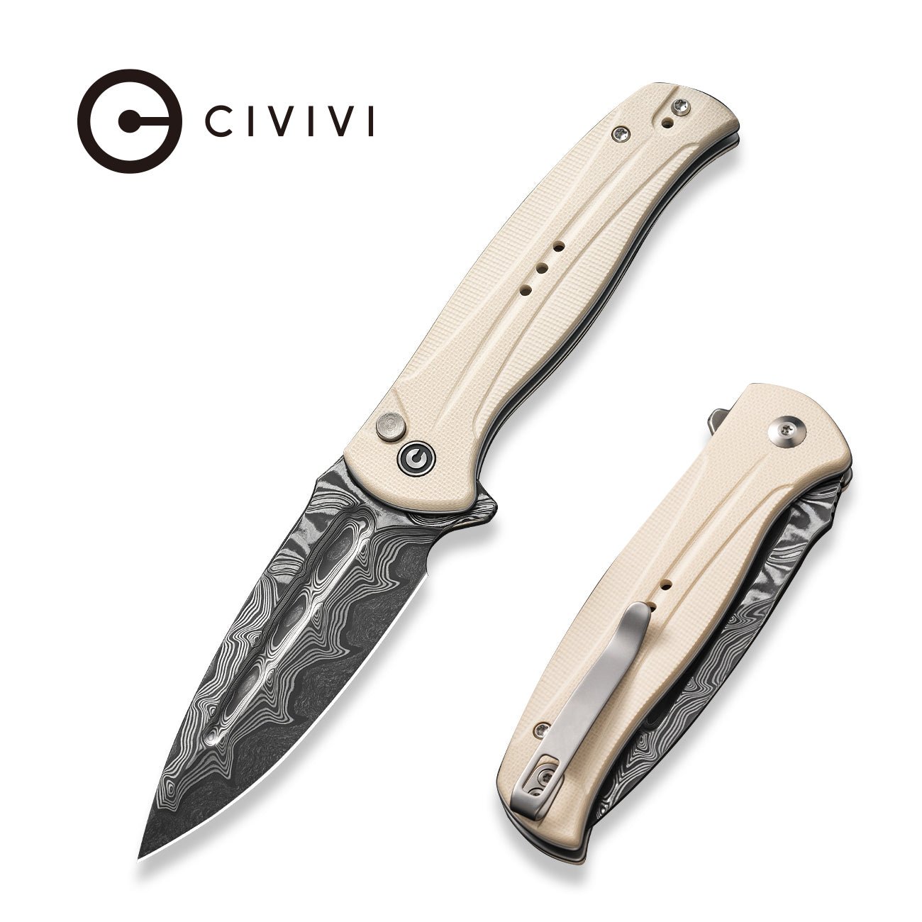 CIVIVI Incindie 大马士革钢 G10柄 C23053-DS1 白色 800