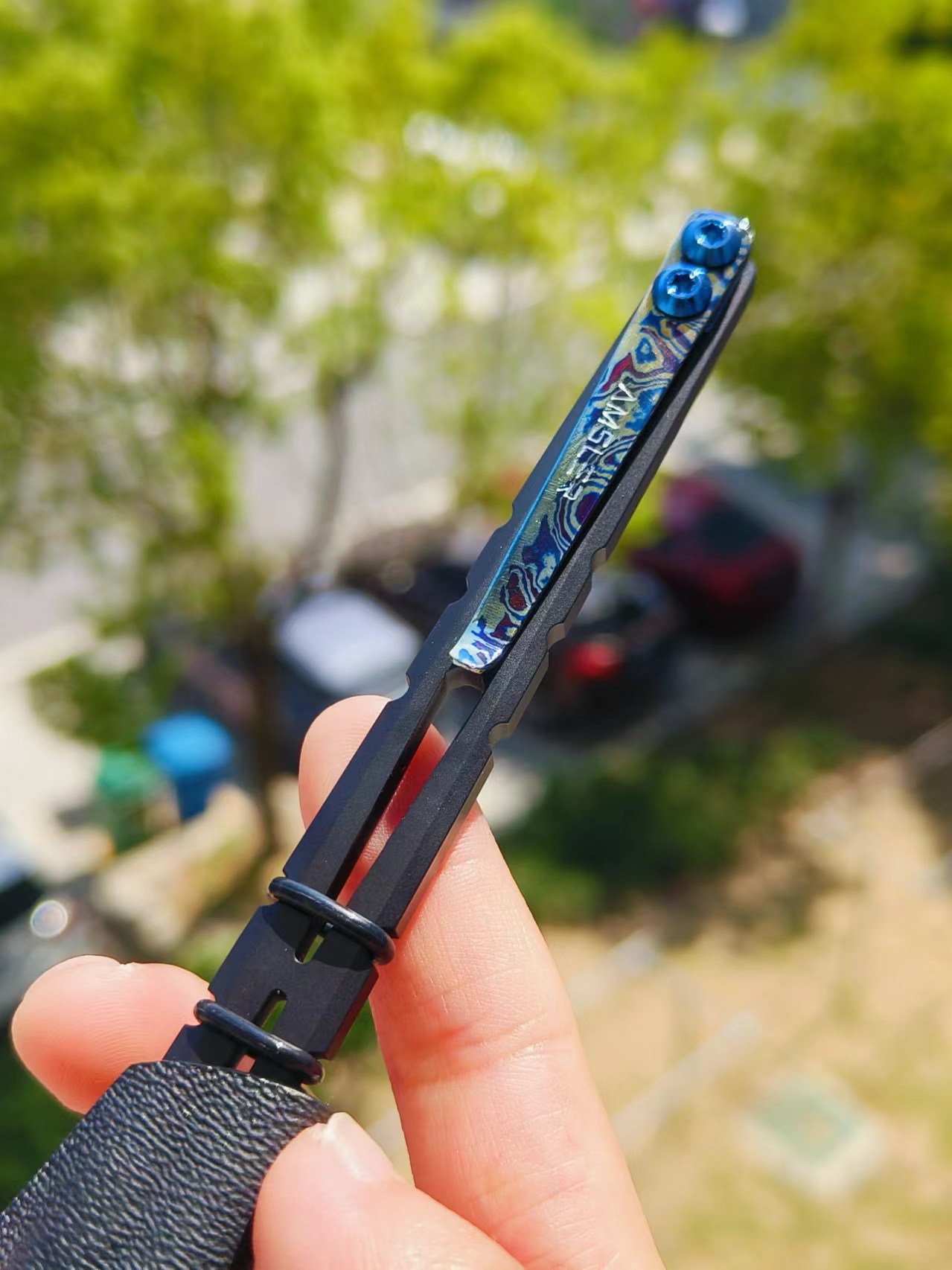 【售完】AmslerTools 美国阿姆勒斯飓风剃刀 154CM 钛马背夹 原价2380 特价1800