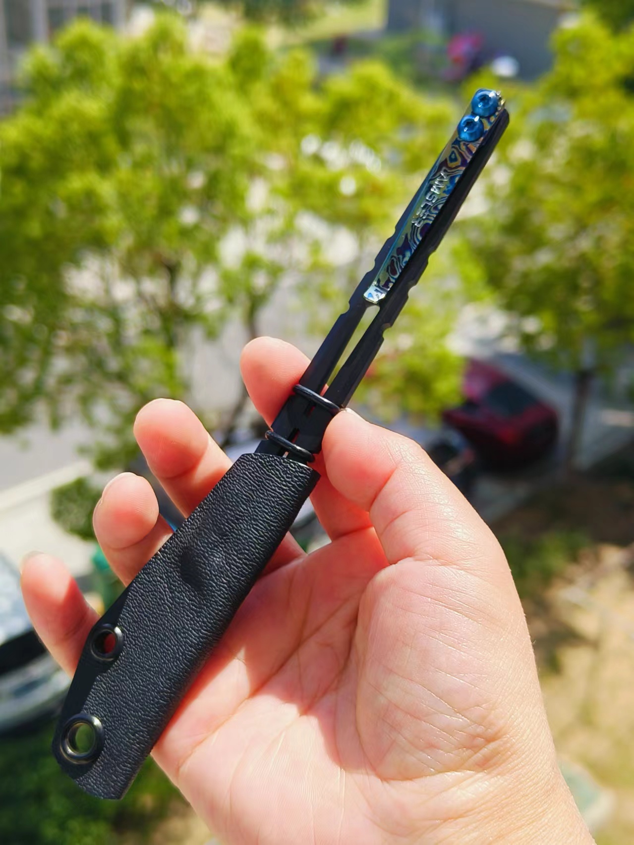 【售完】AmslerTools 美国阿姆勒斯飓风剃刀 154CM 钛马背夹 原价2380 特价1800