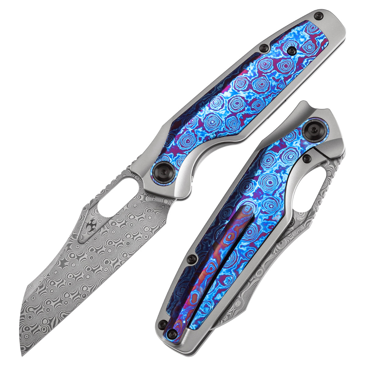Kansept Knives Tuckamore 大马士革钢 钛柄+钛马士革 K1052A7 钛色 2800